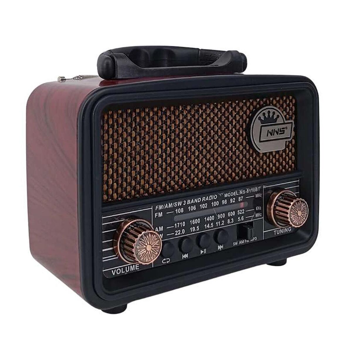 RADYO NOSTALJİ ŞARJLI BT/USB/SD NNS NS-8110BT Bordo