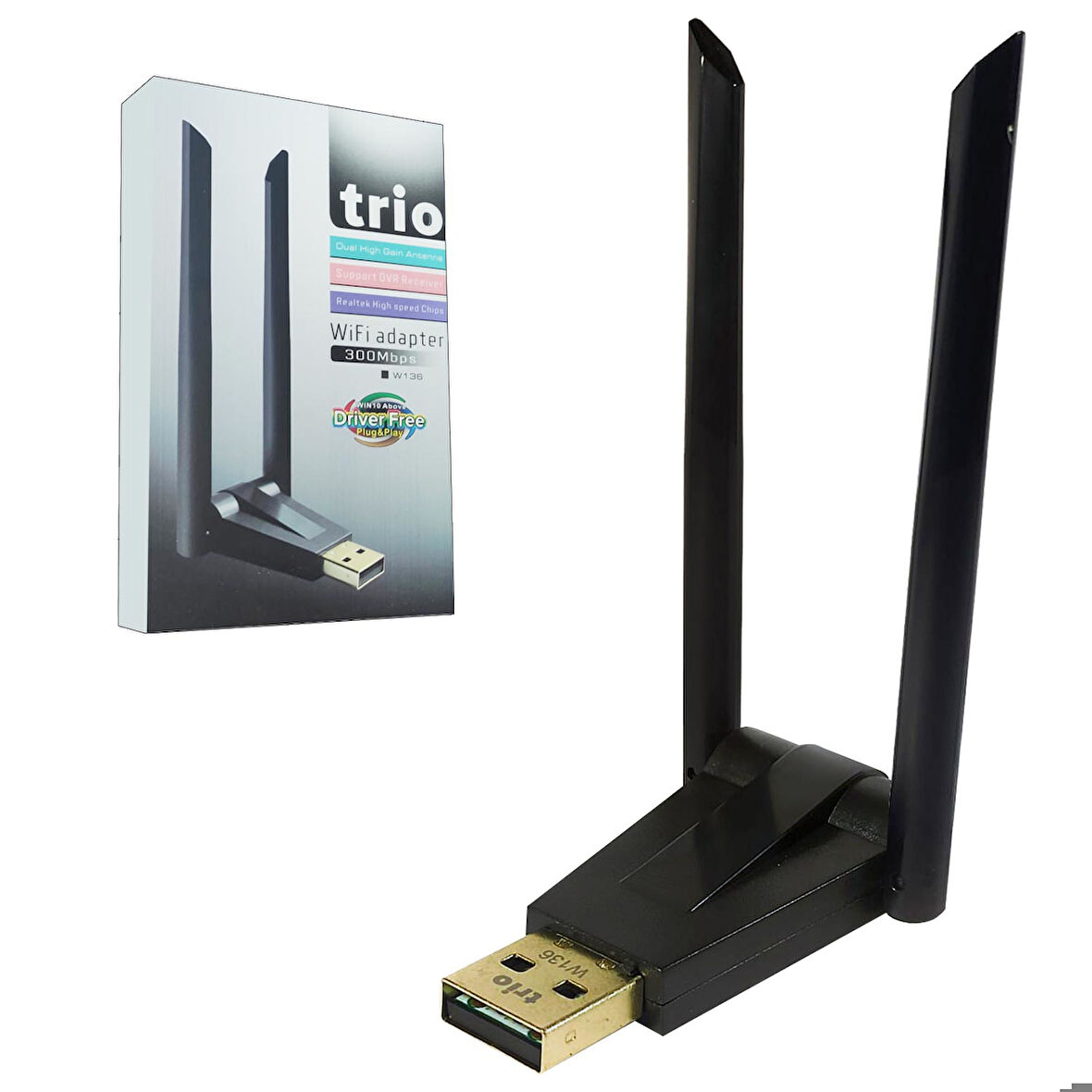 Wifi Adaptör 300 Mbps Çift Antenli Trio W-136