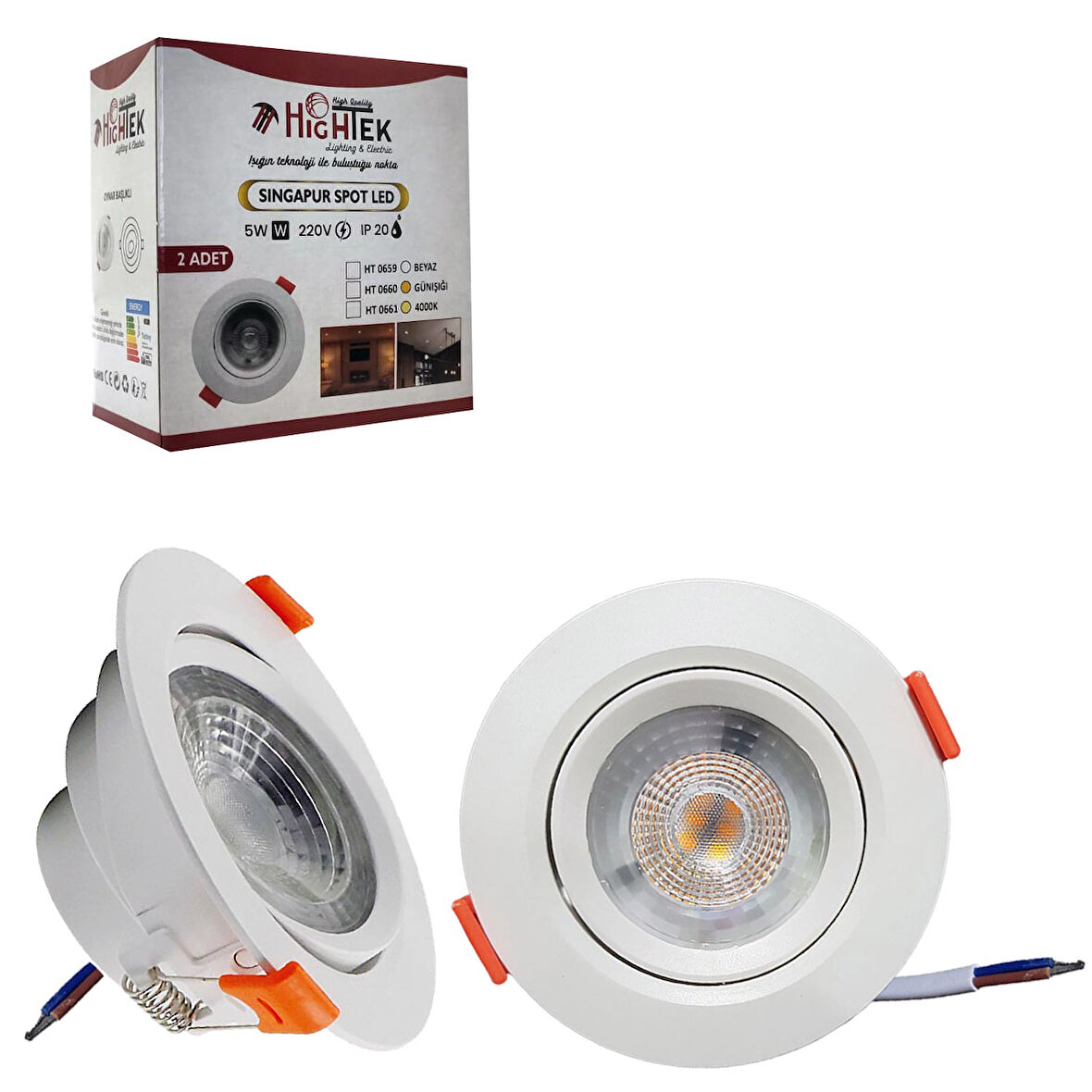 Spot Led Beyaz 5w 9cm 2 Adet Hıghtek Ht-0659