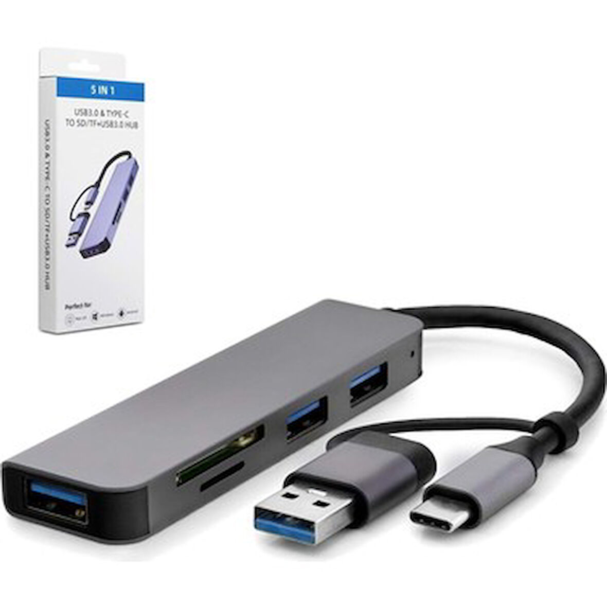 Çevirici Adaptör 5 In 1 Usb 3.0 Type-C To Usb 3.0 Hadron Hdx-7826