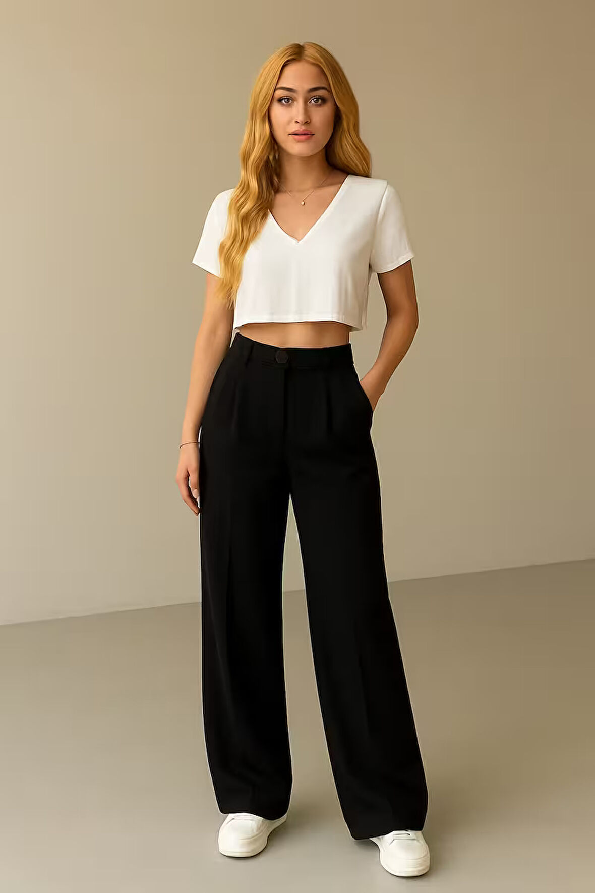 Rahat Kalıp Palazzo Pantolon – Lastikli Bel, Şık ve Konforlu Tasarım