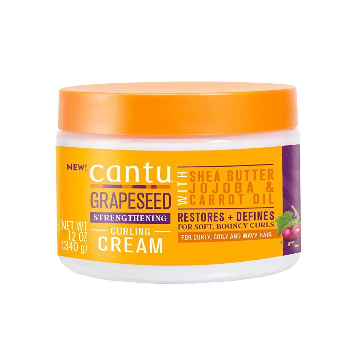 Cantu Bukleleri Belirginleştiren Ve Nemlendiren Üzüm Çekirdeği  Yağı Saç Kremi 340g