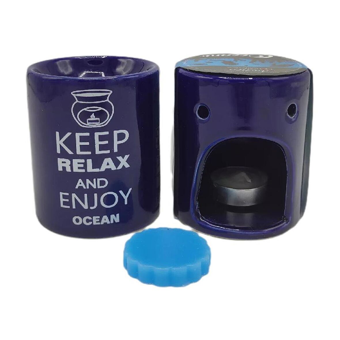 Keep Relax And Enjoy Ocean Seramik Buhurdanlık ve Wax Mum