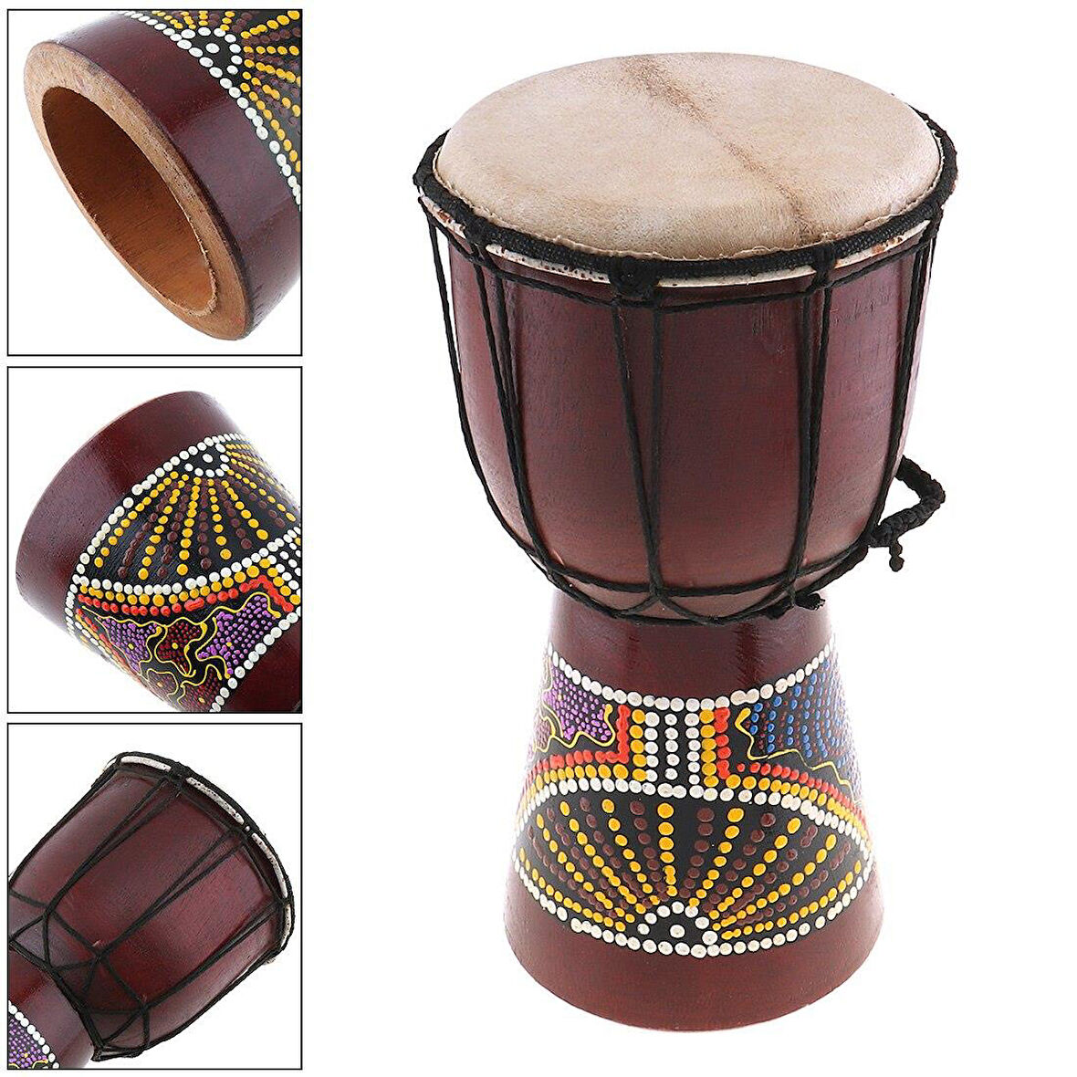 Djembe Davul Darbuka Renkli Afrika El Yapımı 30cm Çocuk Bongo Kongo