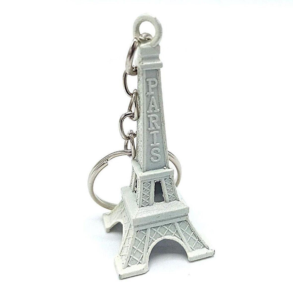 Paris Eyfel Kulesi 3D Metal Anahtarlık Beyaz