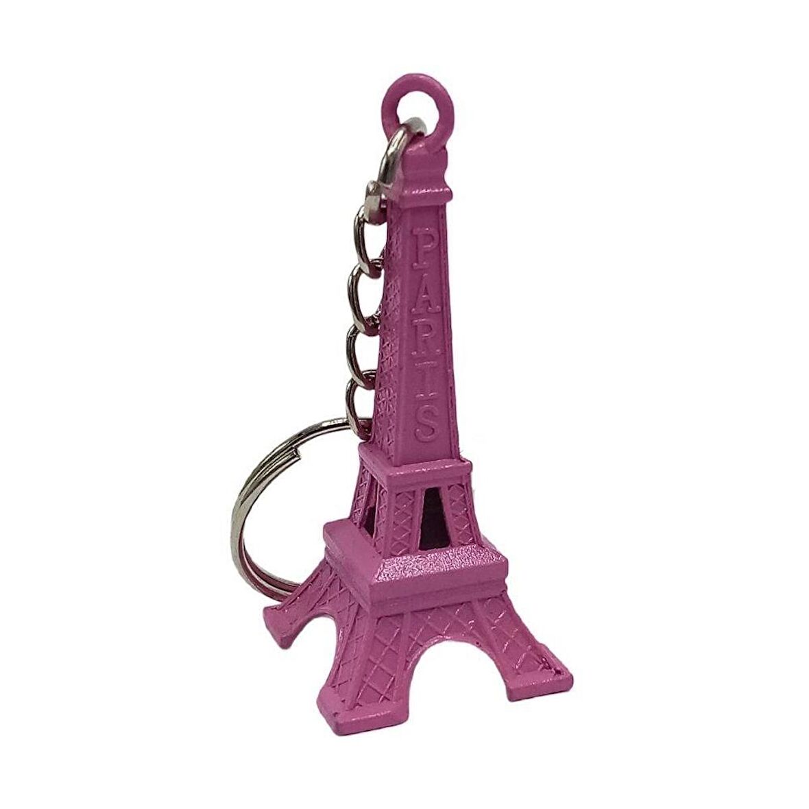 Paris Eyfel Kulesi 3D Metal Anahtarlık Pembe