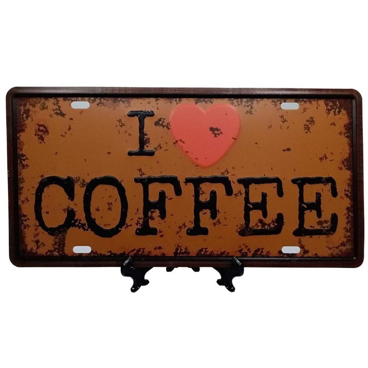 Dekoratif 3D Metal Plaka I Love Coffee 30cm