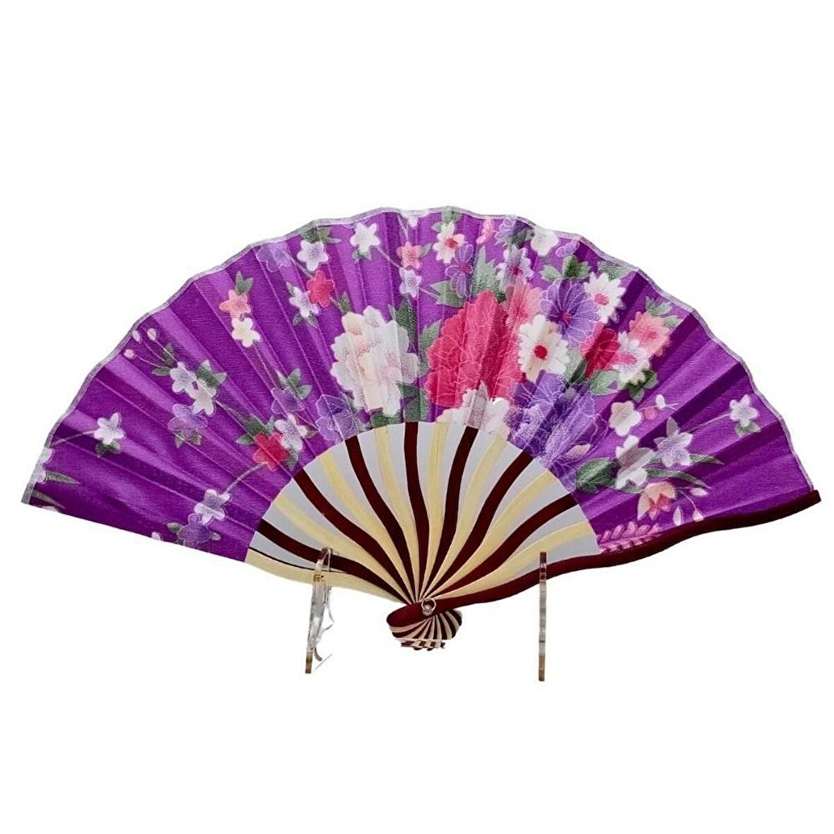 Japon Bambu Kumaş Yelpaze Çanta Boy Stant Hediyeli No.117