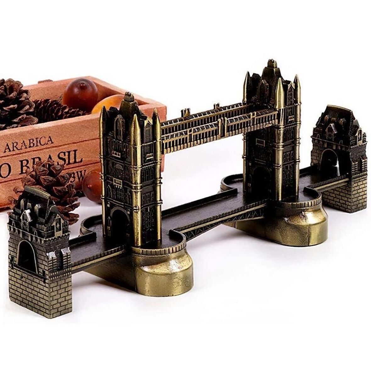 Vintage Metal İngiltere London Tower Bridge Biblo Antik Bronz 20 cm