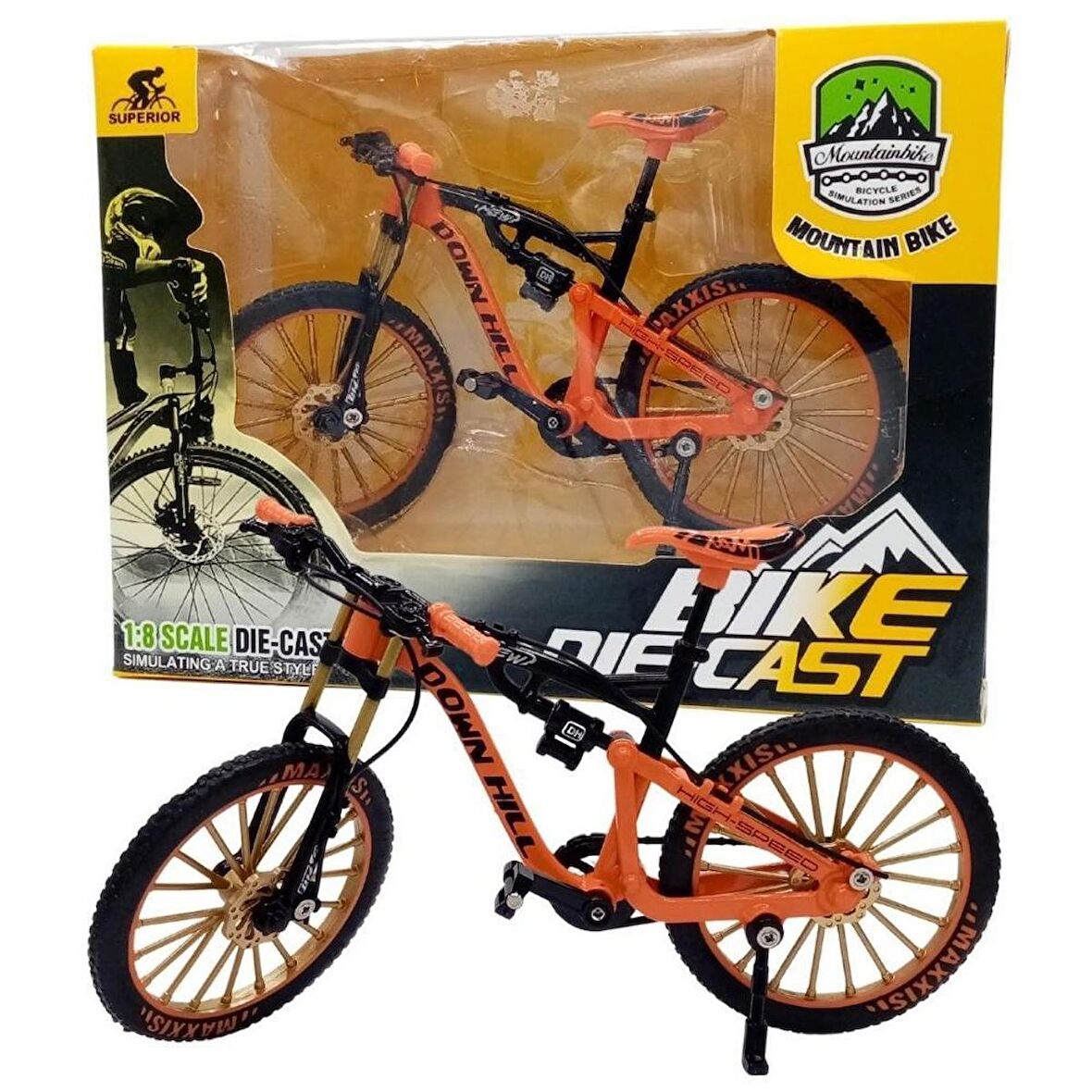 Metal Alaşım 1:8 Die Cast Model Dağ Bisikleti Down Hill Turuncu