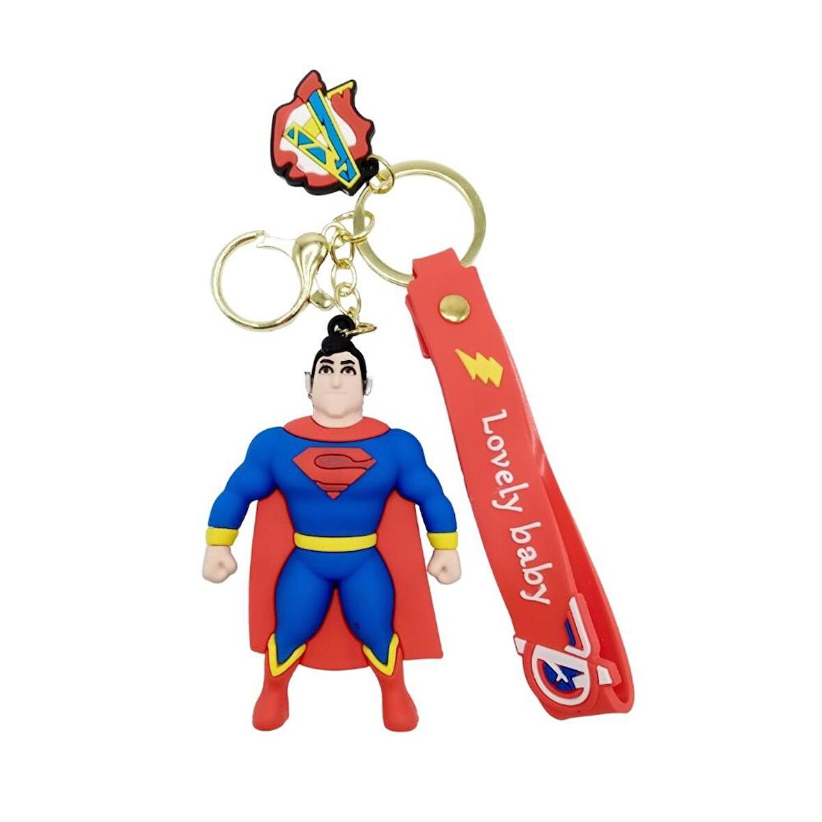 Süperman 3D Silikon Anahtarlık Gold Metal