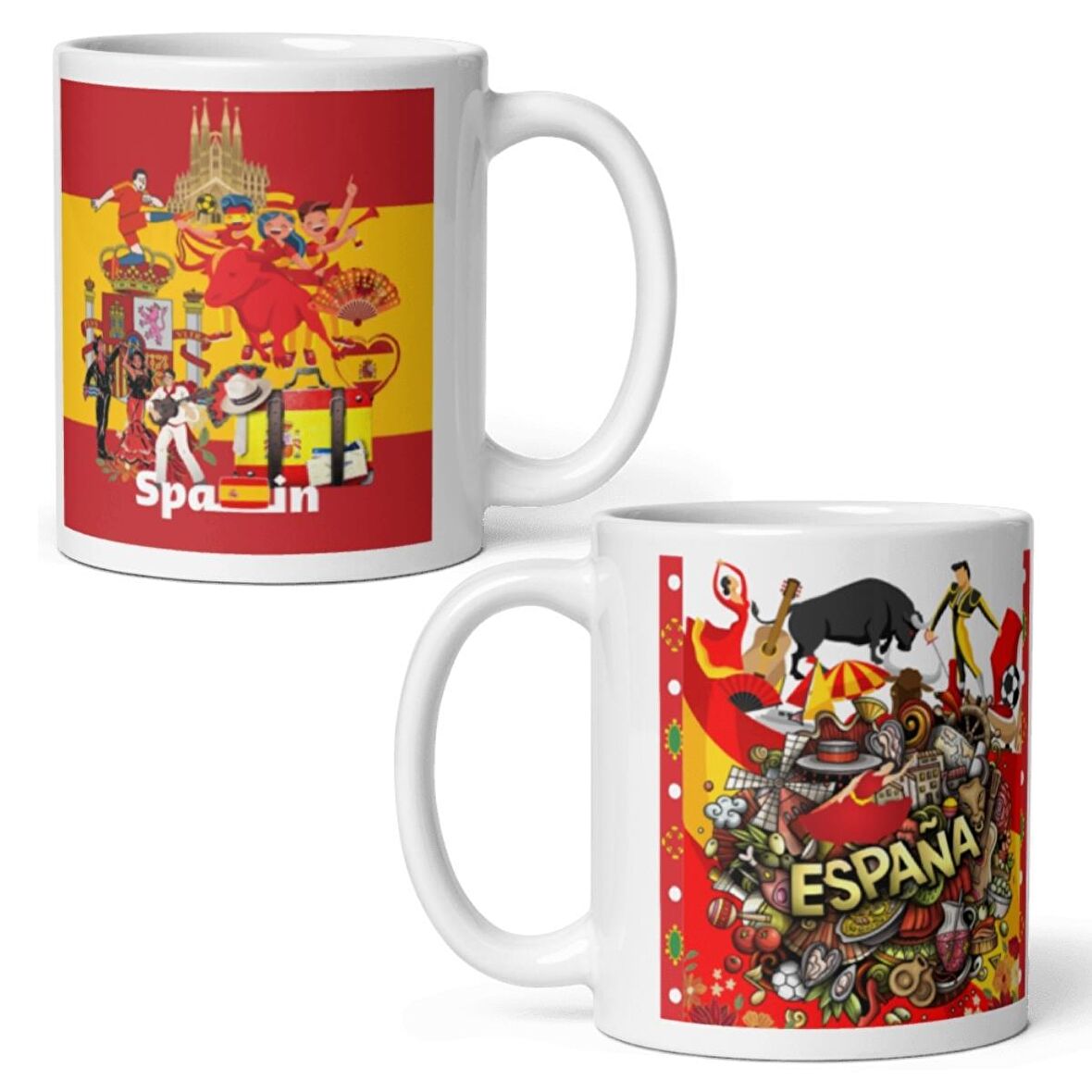 İspanya Kupa Bardak 2 Adet Seyahat Hatıra Spain Mug