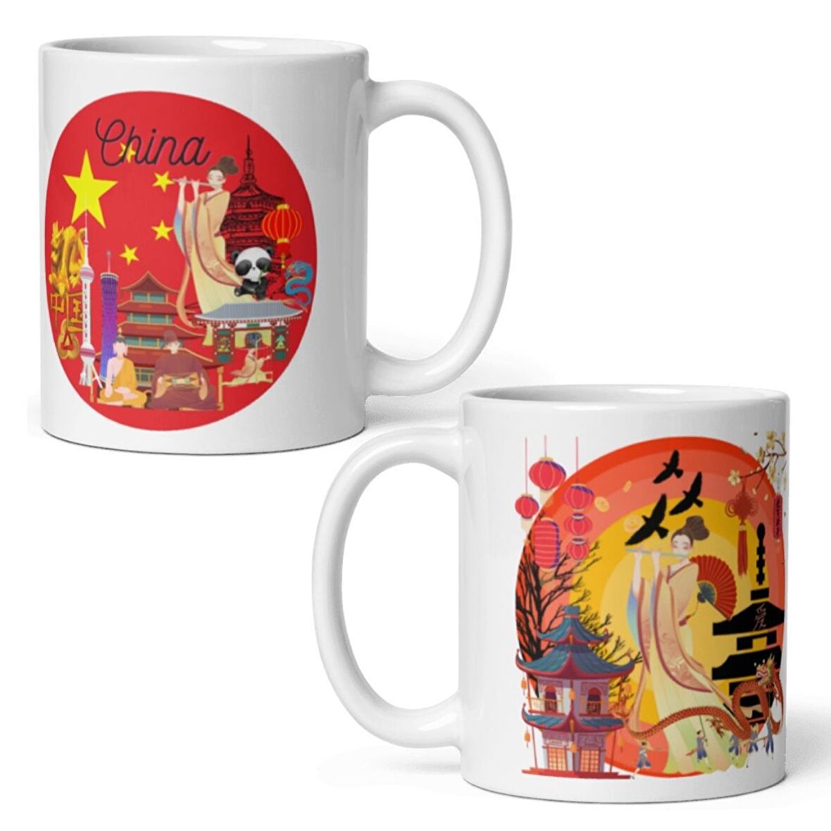 Çin Kupa Bardak 2 Adet Seyahat Hatıra Chinese Mug