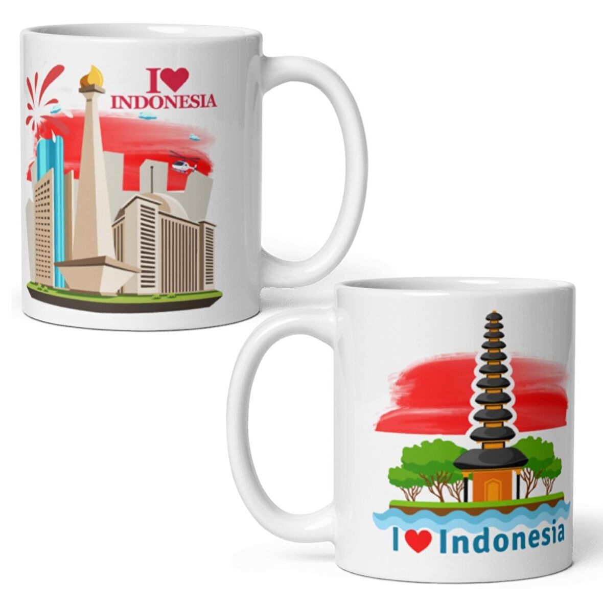 Endonezya Kupa Bardak 2 Adet Seyahat Hatıra Indonesia Mug