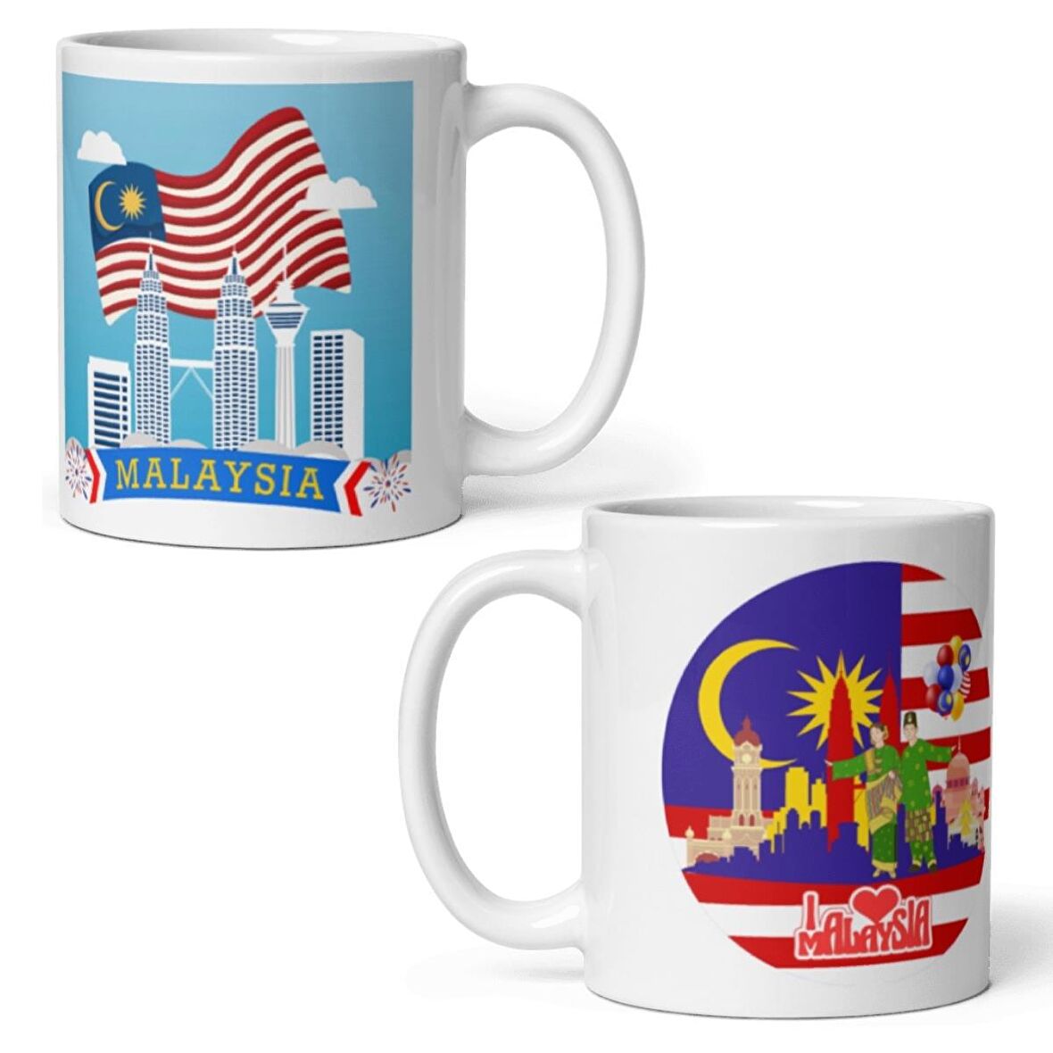 Malezya Kupa Bardak 2 Adet Seyahat Hatıra Malaysia Mug