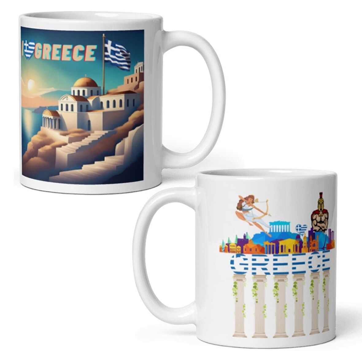 Yunanistan Kupa Bardak 2 Adet Seyahat Hatıra Greece Mug