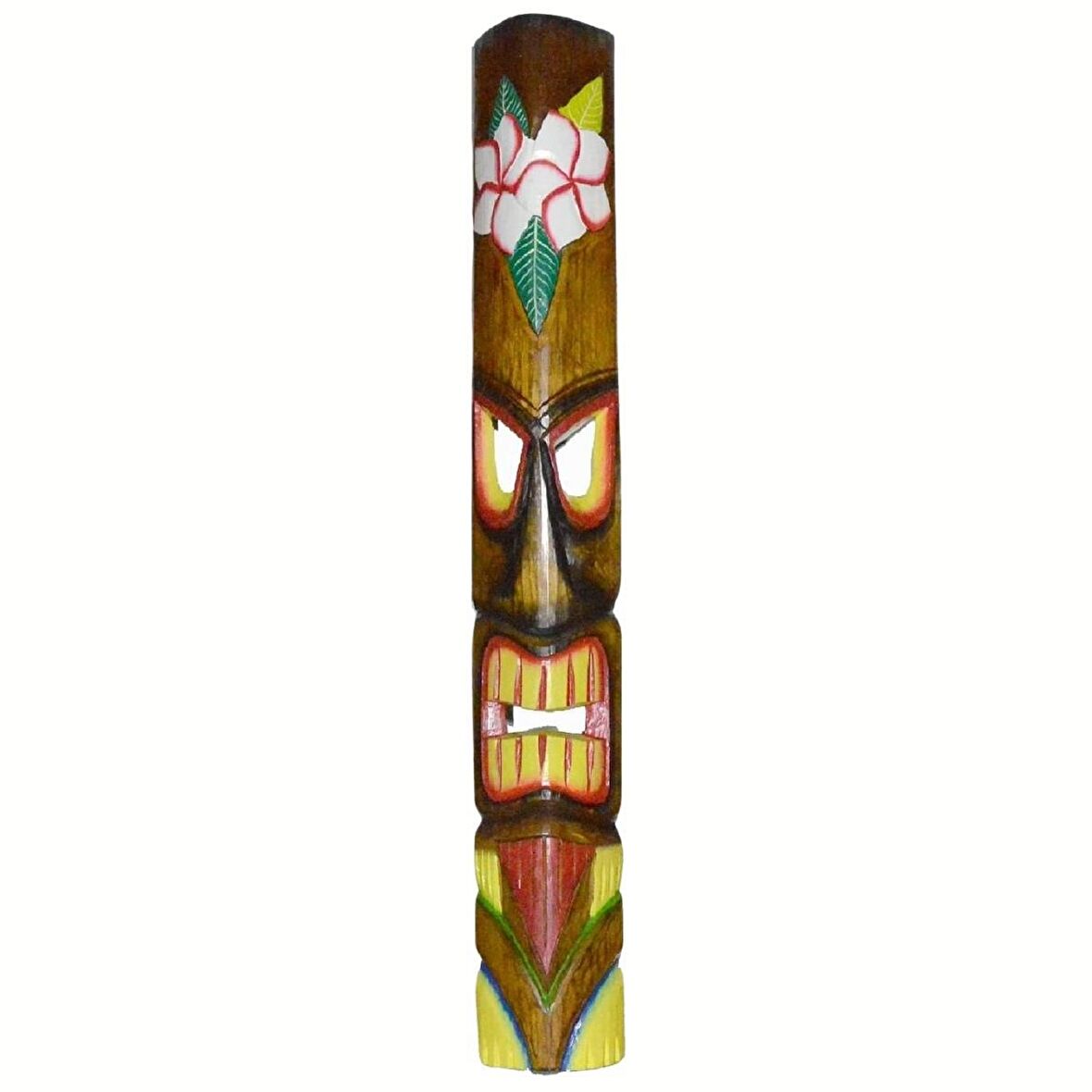 Ahşap Tiki Renkli Mask Duvar Dekoru Maske 100 cm