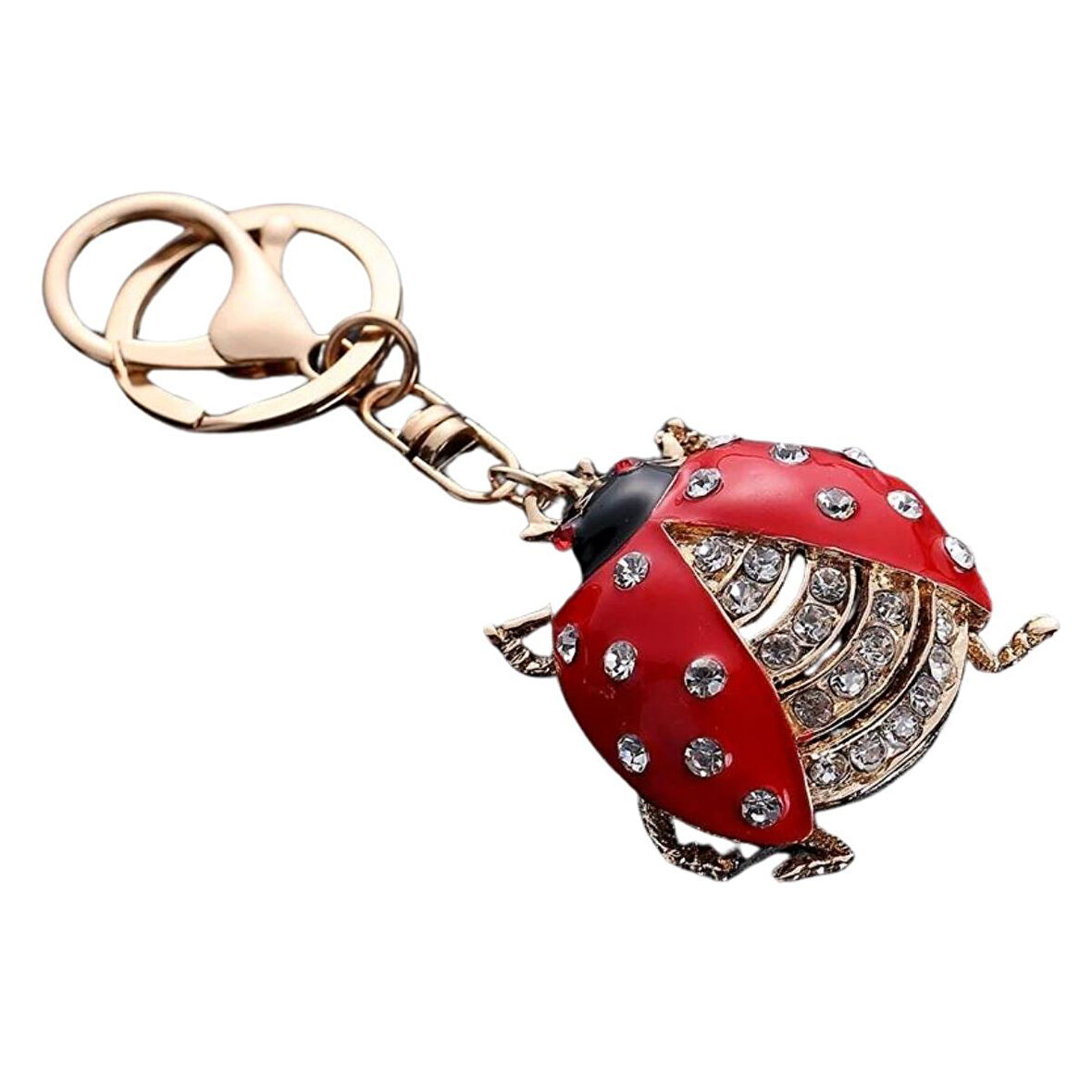 Kristal Taşlı Uğur Böceği Anahtarlık Kırmızı No.2