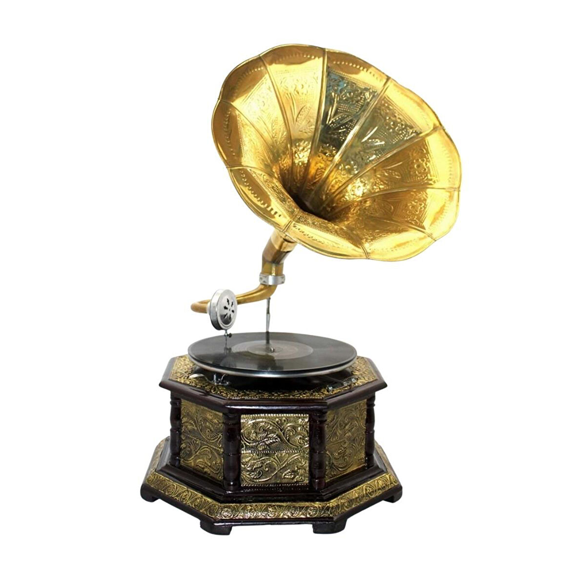 Gramofon Sekizgen Ahşap Plak Çalar No.4 37x63cm