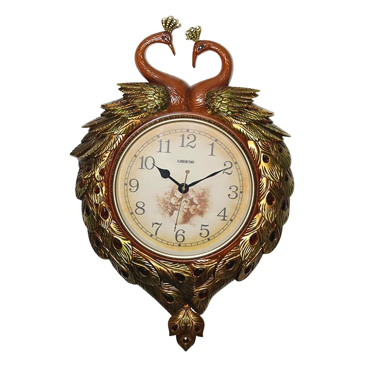 Duvar Saati Tavuskuşu Temalı Büyük Polyester Saat No.3 50 x 70 cm