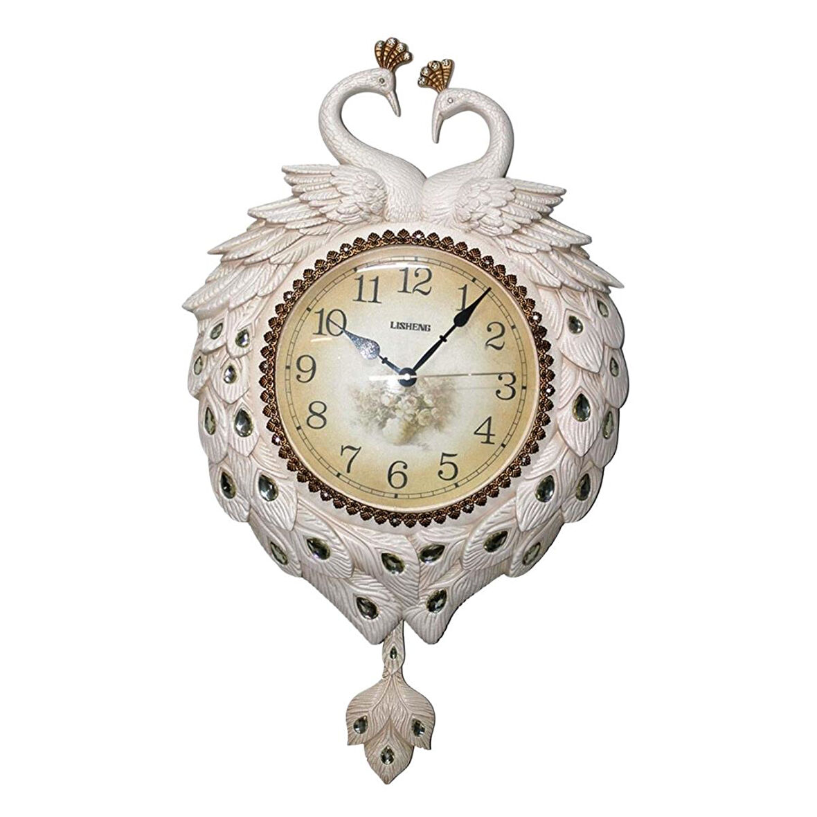 Duvar Saati Tavuskuşu Temalı Polyester Saat No.4 40 x 60 cm