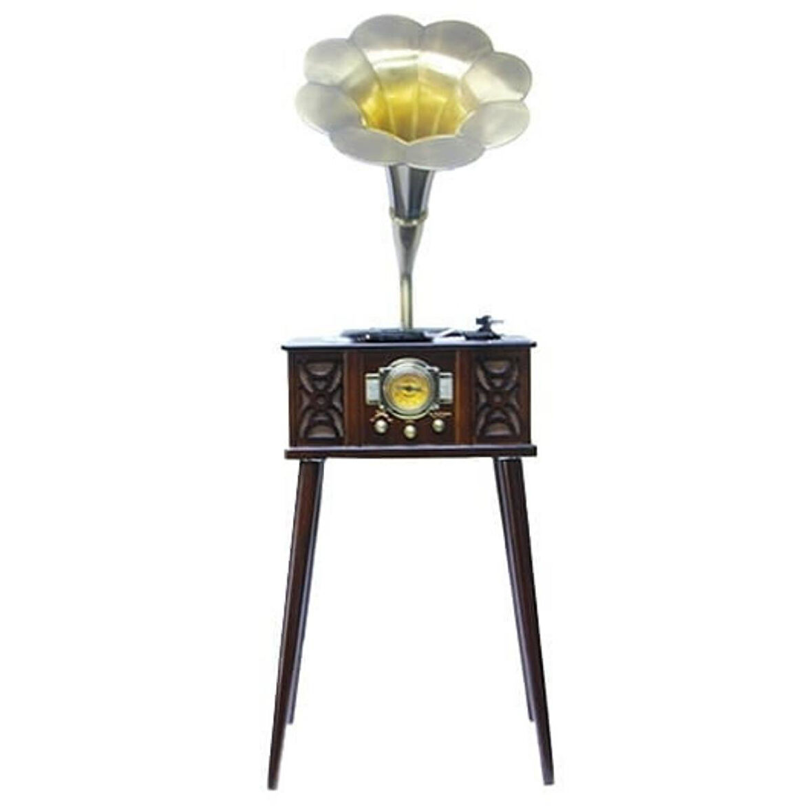 Gramofon Ahşap Standlı Plakçalar Radyo Bluetooth Usb Pikap CW004