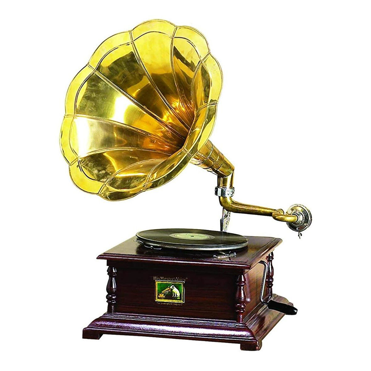 Gramofon Plakçalar Nostaljik Kurmalı Ahşap Kare ASIG509