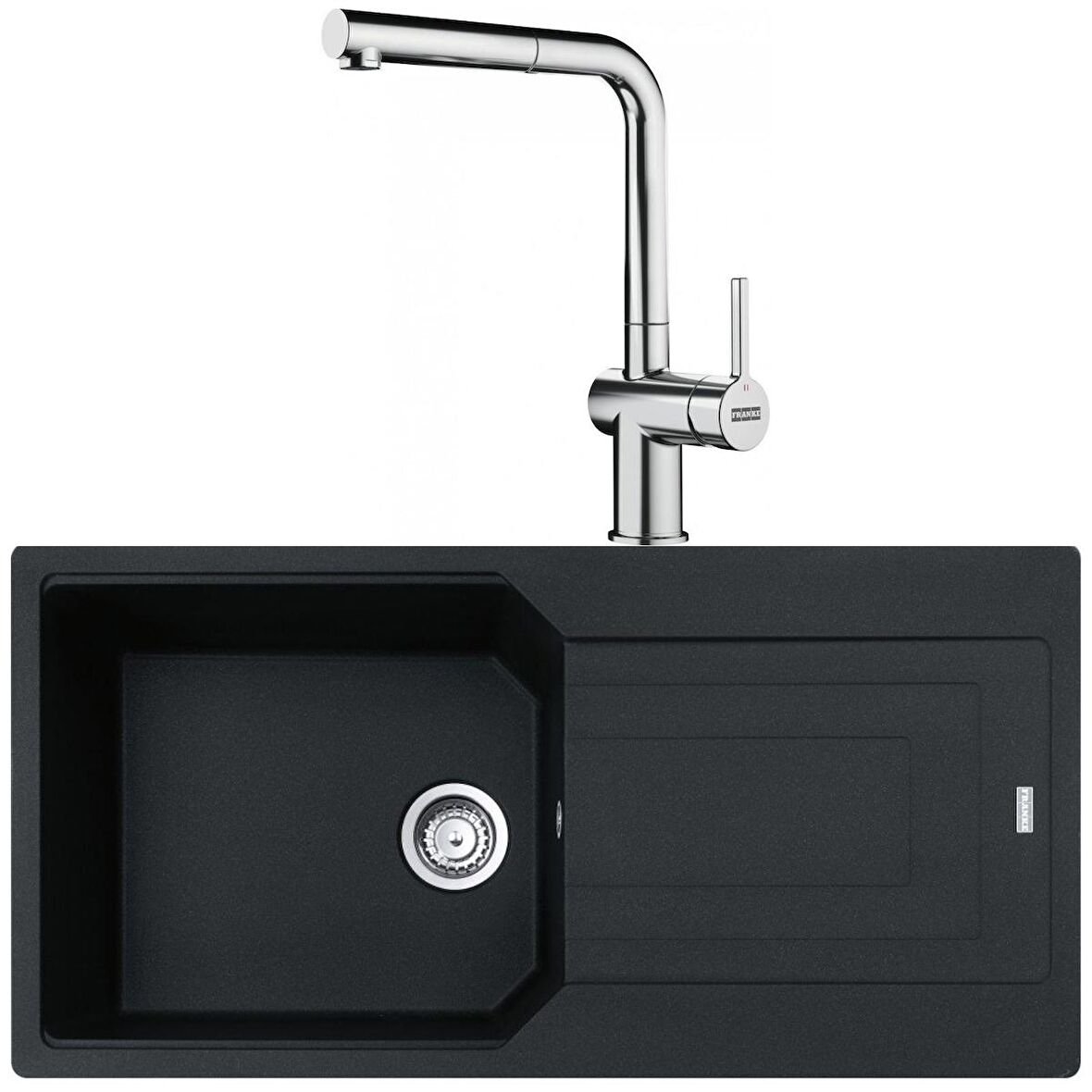 Franke Urban UBG 611-100 Nero Granit Eviye-Active Plus Doccia 2.0 Krom Batarya Seti
