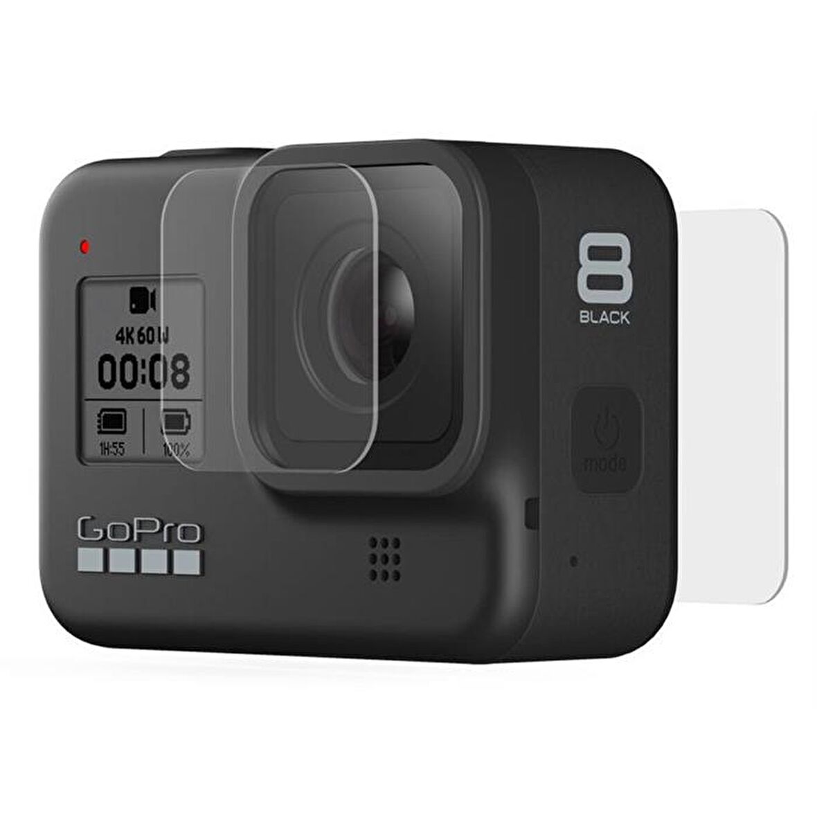 Gopro Tempered Glass Lens + Screen Protectors Ekran + Lens Koruyucu Dayanıklı Cam Filtre (Hero8 Black)