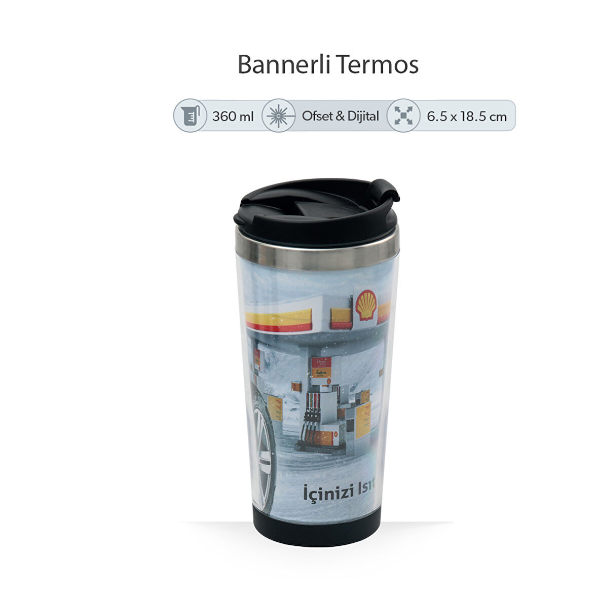 Resimli Paslanmaz Çelik Termos (360 ml)