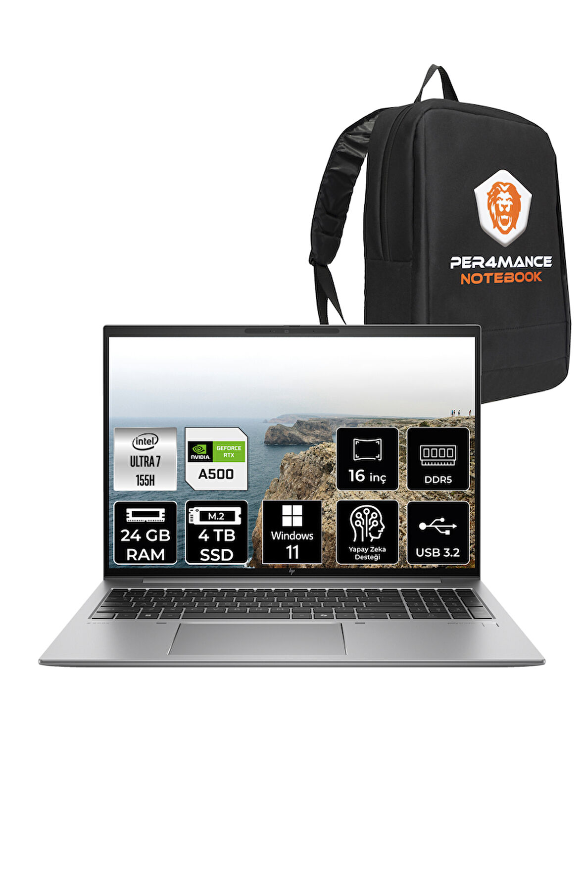 HP ZBook Firefly G11 U7 155H 24GB 4TB SSD RTX A500 16'' WUXGA W11H Mobil İş İstasyonu & PER4 ÇANTA