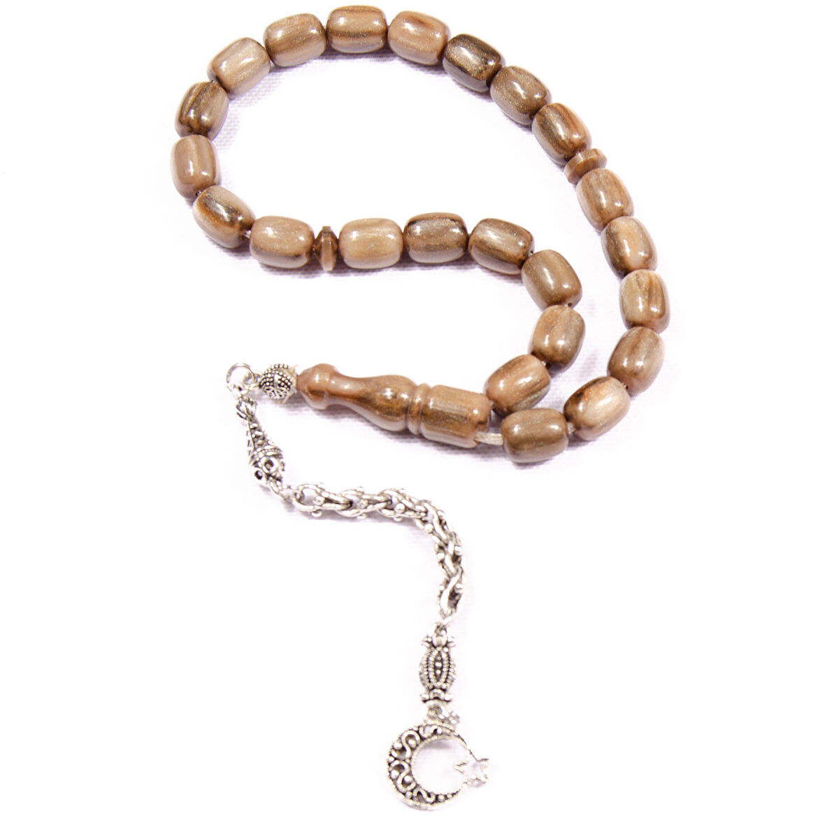 Kapsül Kesim 10x8 mm Efe Boy Simli Katalin 28 Cm Alpaka Püsküllü Tesbih 