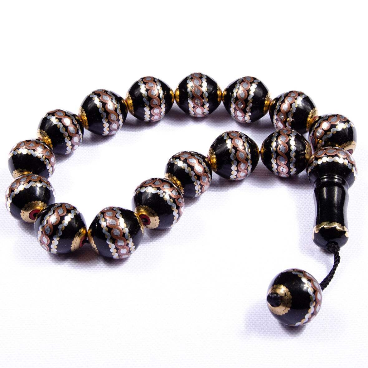 Efe Boy Küre Kesim 16x16 mm Rus Oltusu Pirinç İşleme Sistem Püsküllü Tesbih 