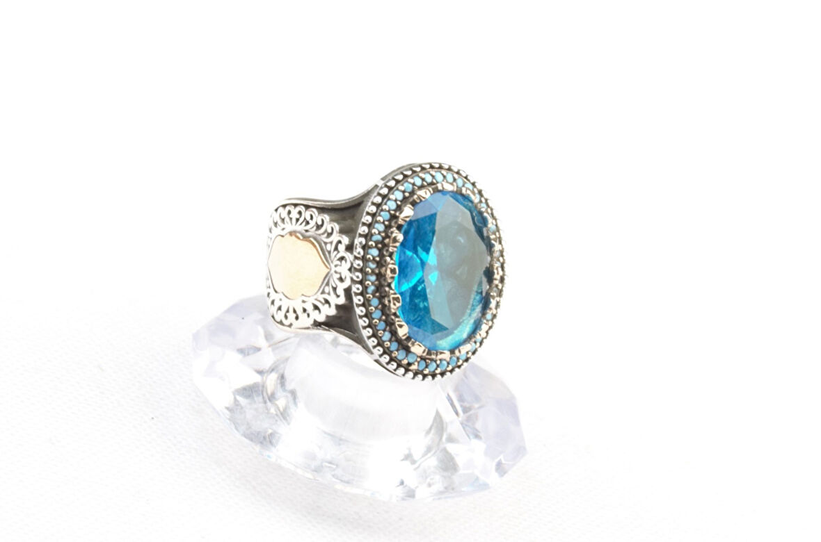 Aquamarine Taşı Gümüş Yüzük 16,50 Gram