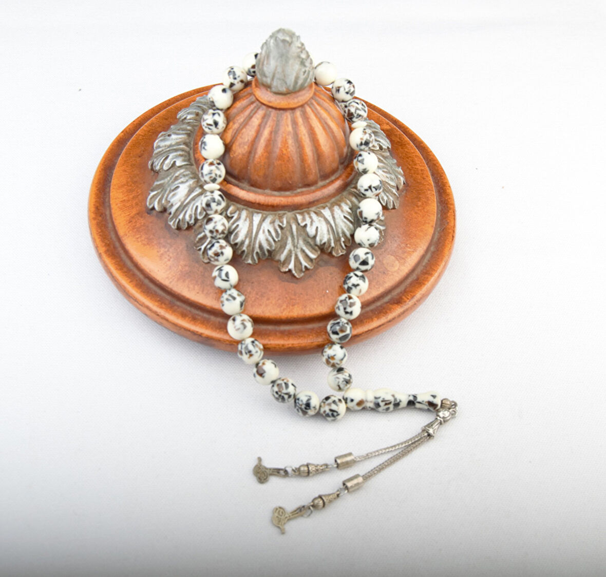 Küre Kesim 10x10 mm Beyrut Kehribarı Alpaka Püsküllü Tesbih