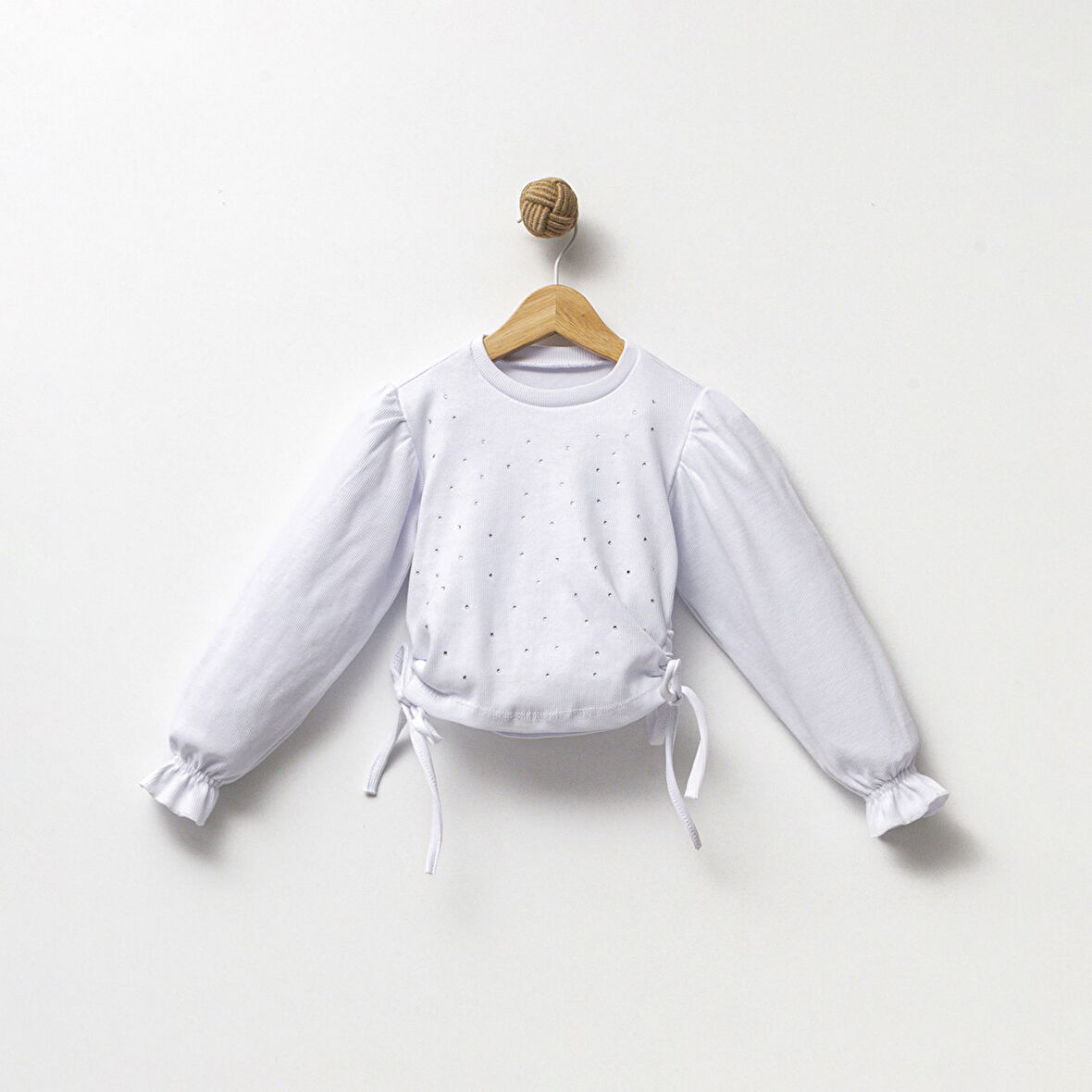 Kız Çocuk Taşlı Büzgülü Bluz