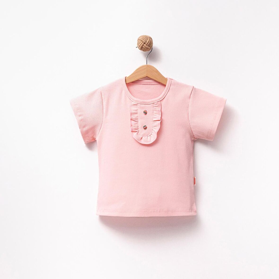 Kız Çocuk Kaşkorse Kumaş Kısa Kollu  Tişört