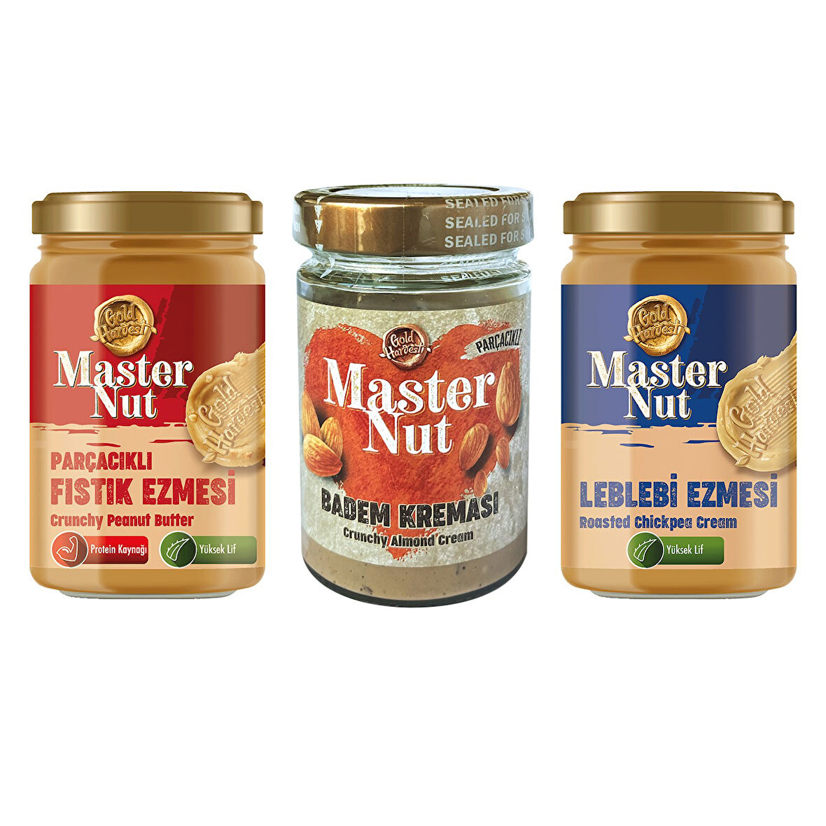 Master Nut Fıstık Ezm - Leblebi Ezm. ve Badem Kreması 3 lü Karma Paket