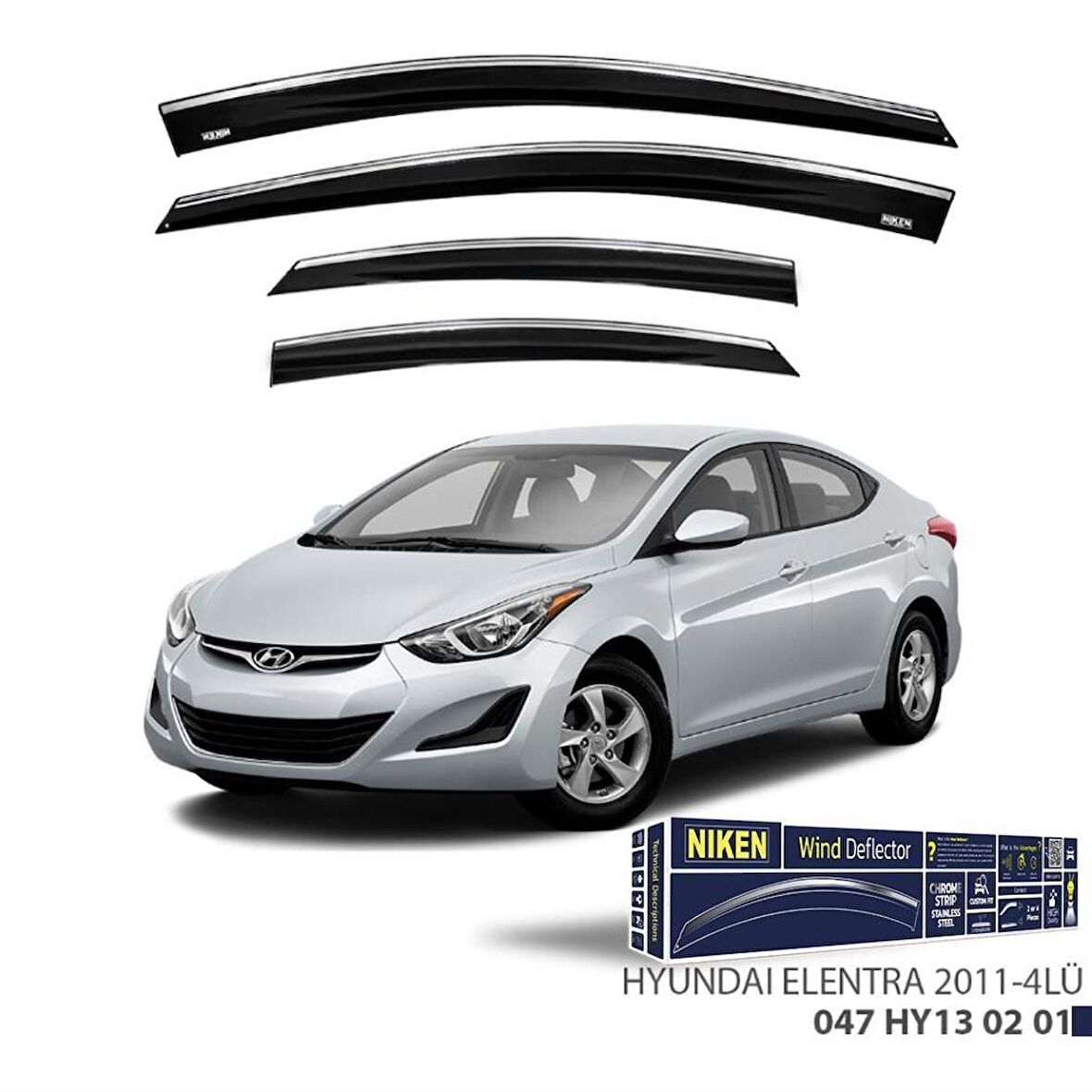 Hyundai Elantra Niken Kromlu Cam Rüzgarlığı 4lü Set 2011 2016