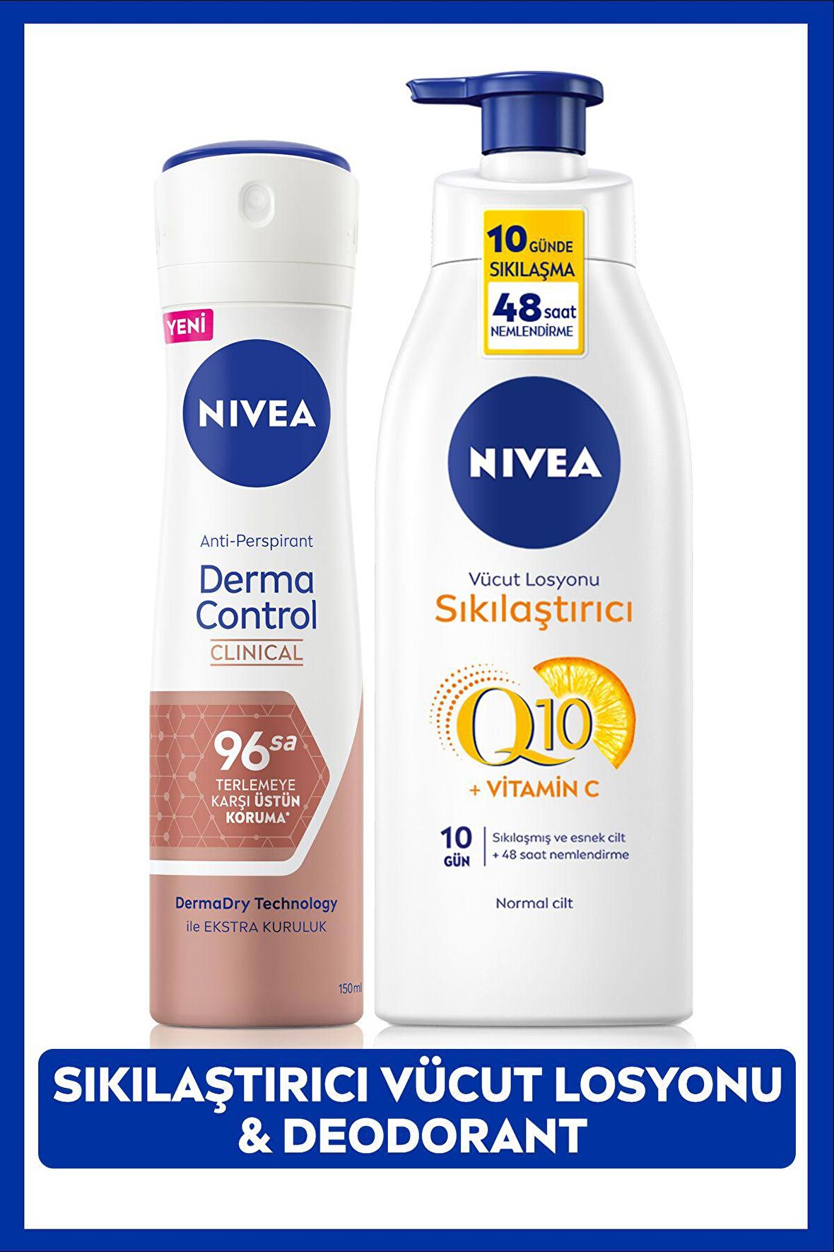 Nivea Q10 Sıkılaştırıcı Vücut Losyonu 200ml Ve Kadın Sprey Deodorant Derma Control Clinical 150ml