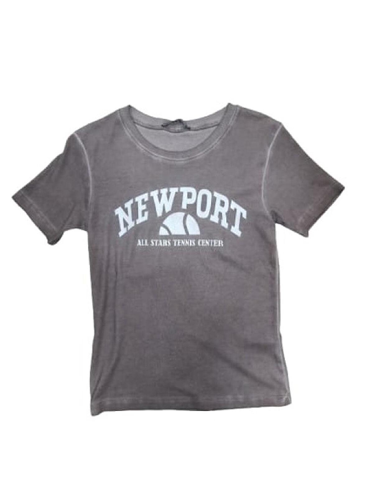 Myzen Kadın Newport Baskılı Yıkamalı Crop T-shirt M-03436