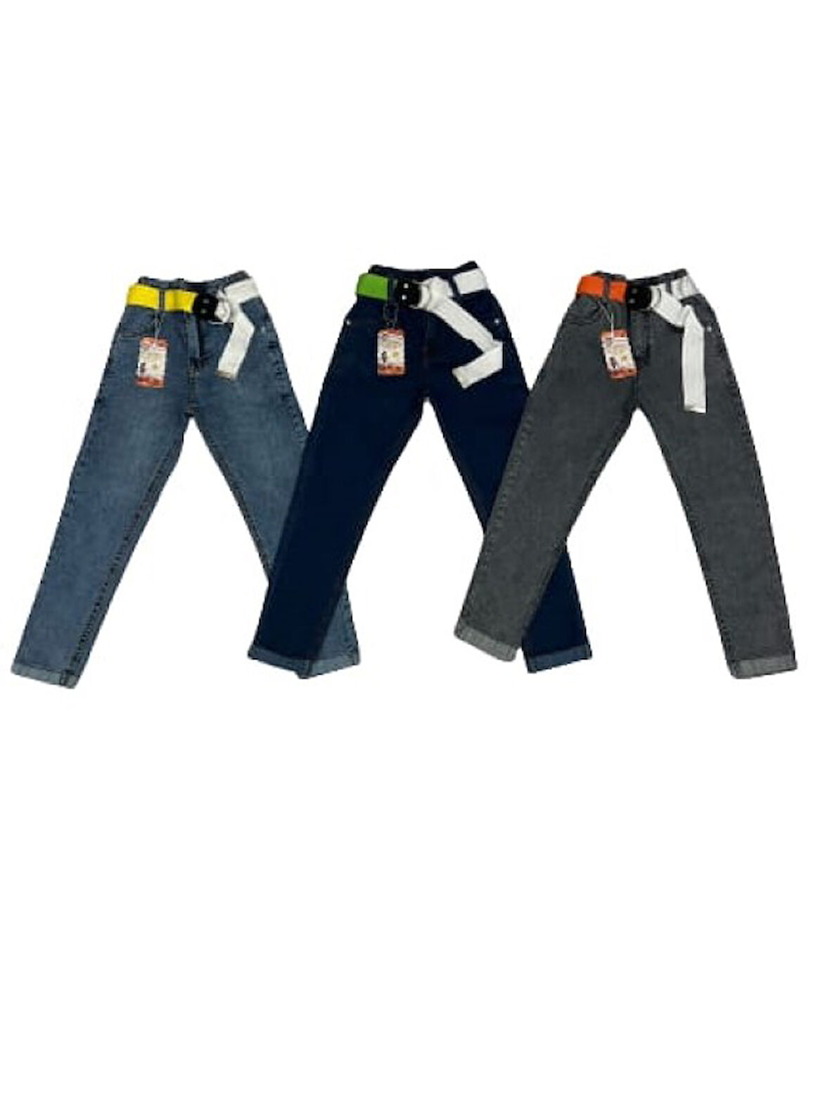 Miya 8110 Çocuk Kız Fosfor Kemeri Lastikli Kot Pantolon