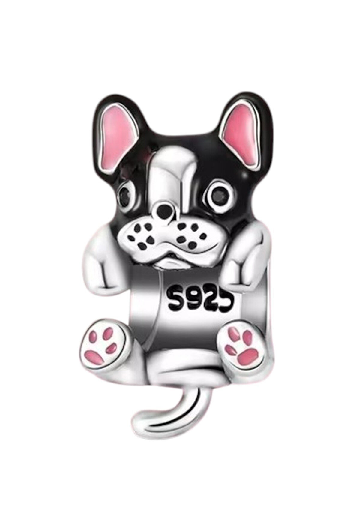 Sarılan French Bulldog Charm | 925 Ayar Gümüş