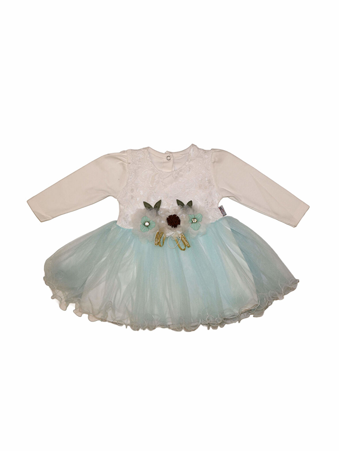 8250 ÇİÇEĞİ TAŞ DETAYLI ELBİSE