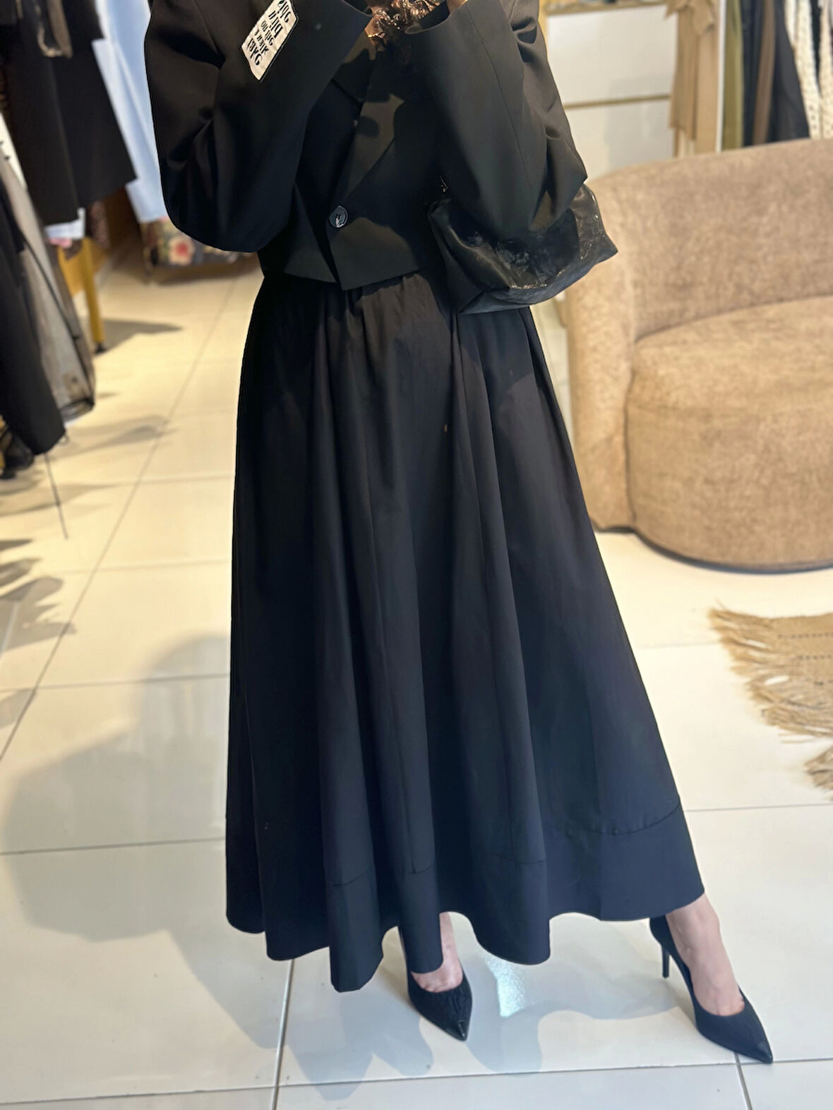 Poplin Etek Siyah