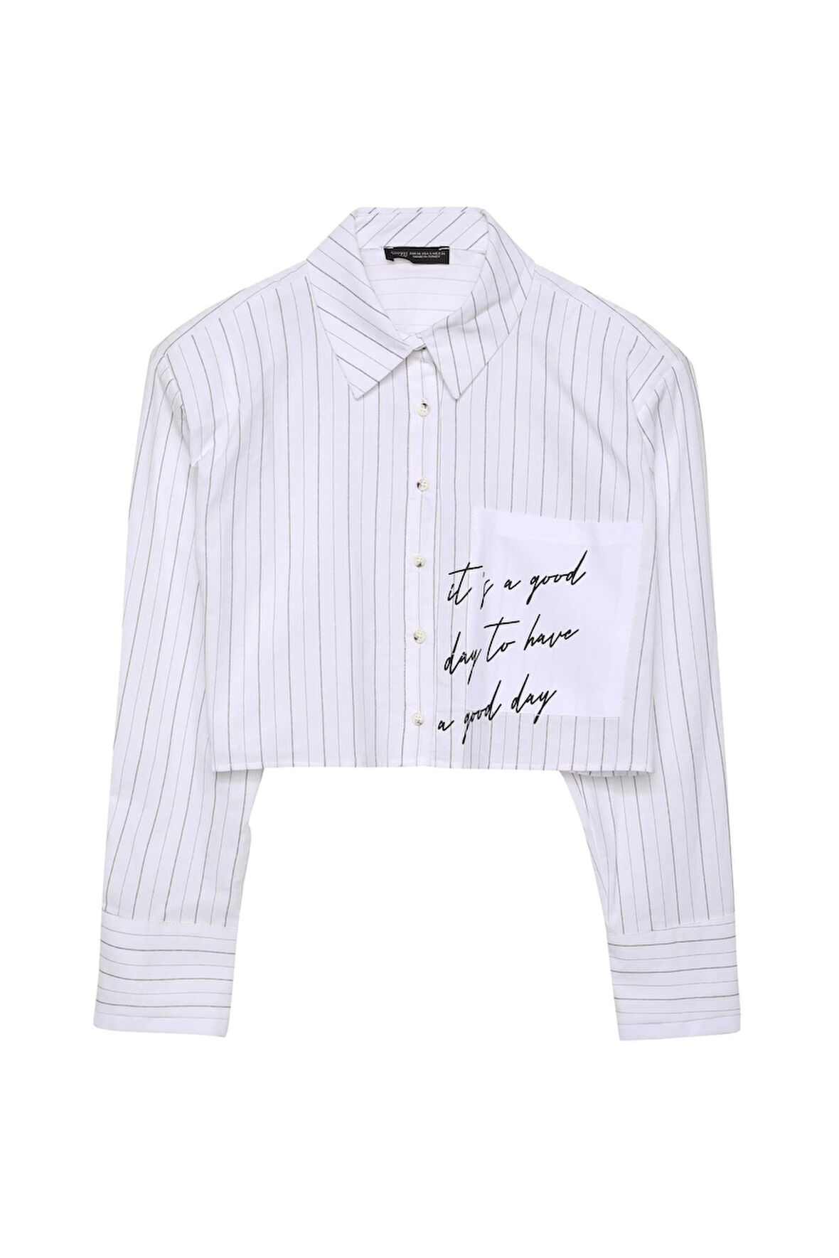 Vatkalı Crop Gömlek Ekru