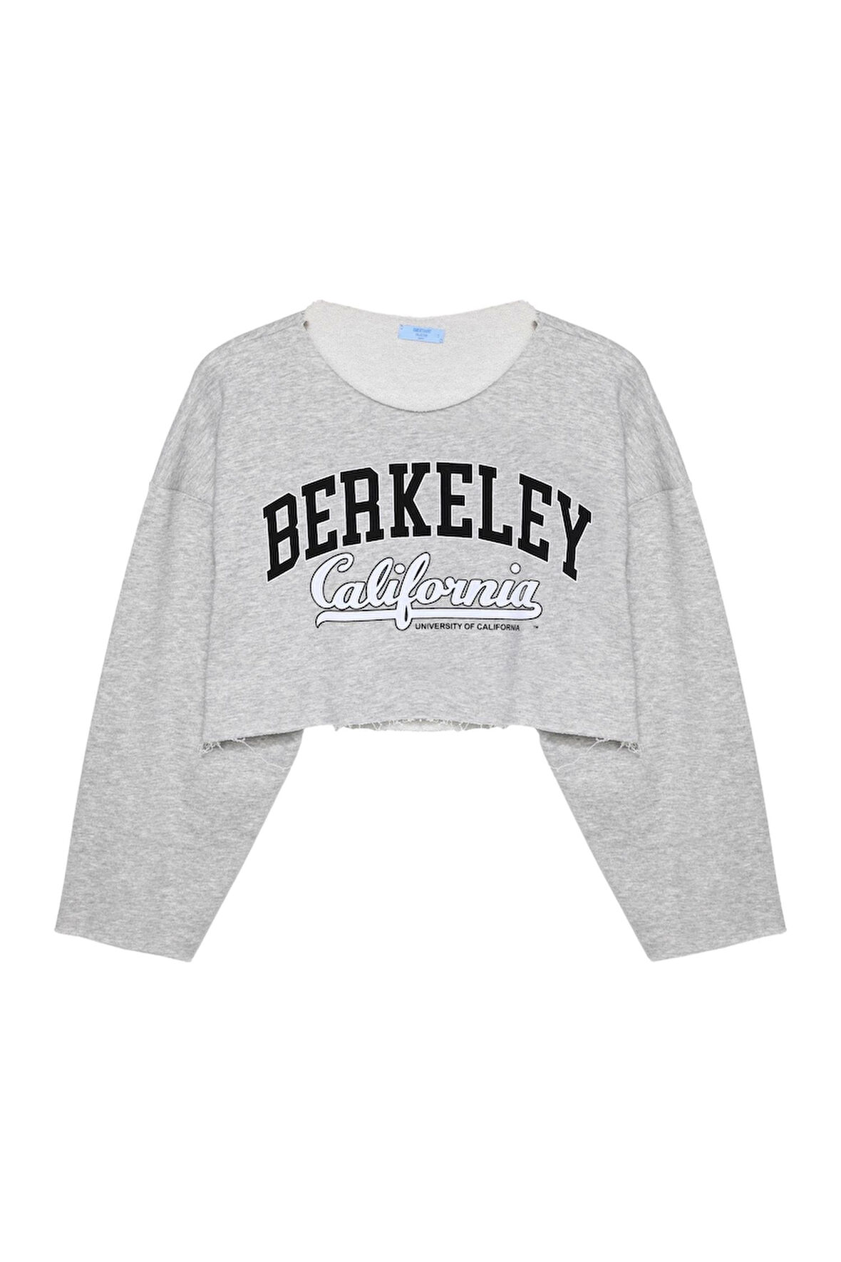 Baskı Detaylı Sweatshirt Gri Melanj