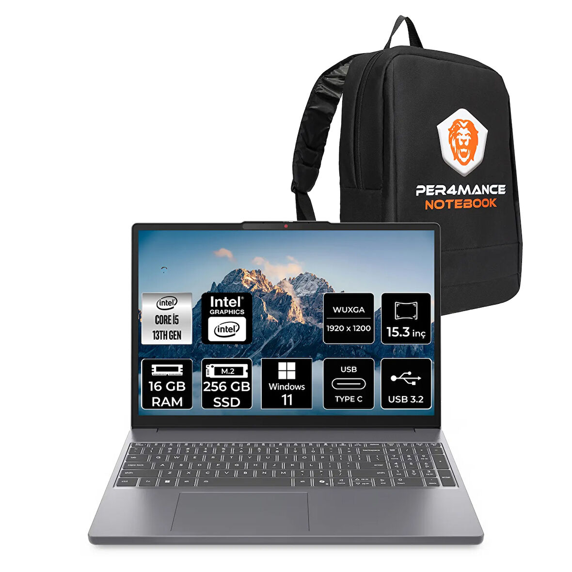 Lenovo IdeaPad Slim 3 i5 13420H 16GB DDR5 256GB SSD 15.3'' IPS WUXGA W11H Dizüstü & PER4 ÇANTA