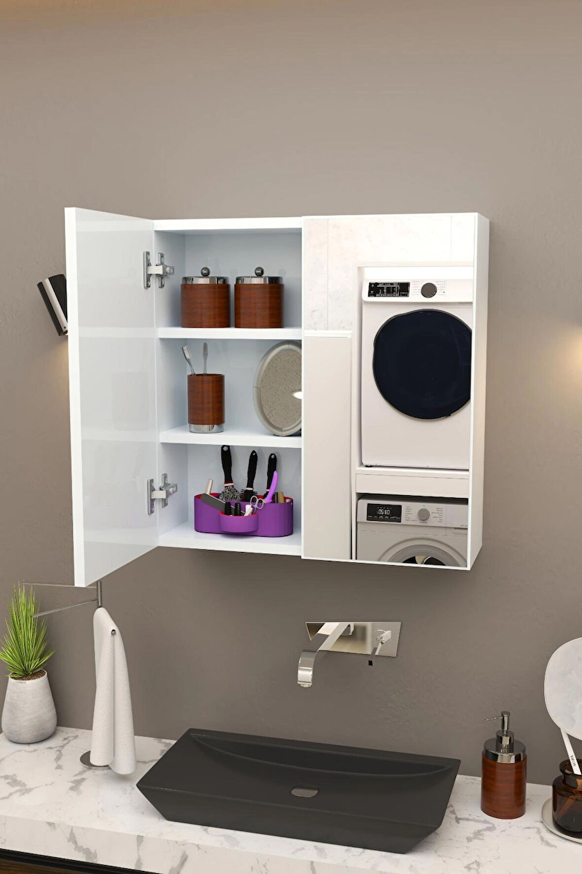 Lavobo Üstü Aynalı Banyo Dolabı