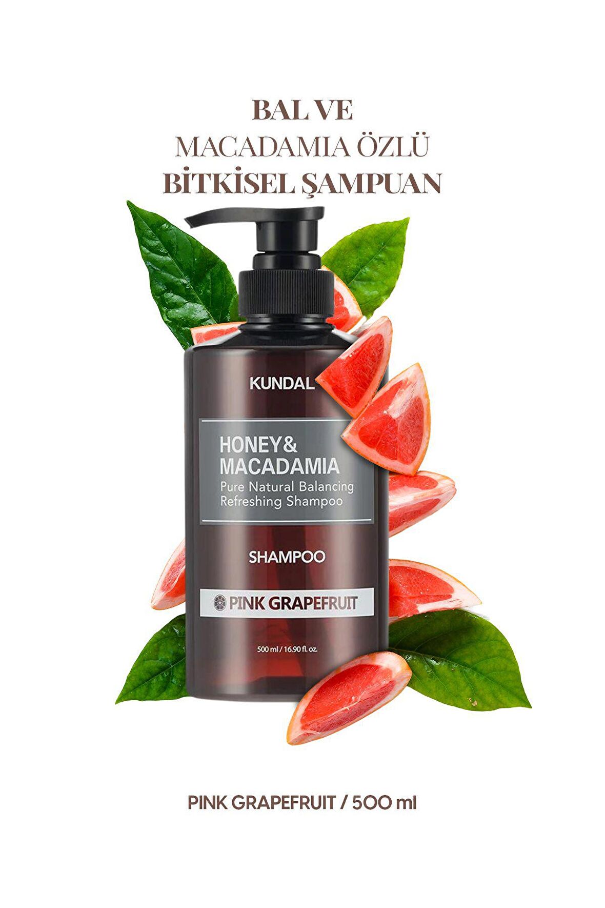 Kırılma Karşıtı, Besleyici Şampuan Kundal Honey & Macadamia Nature Shampoo 500ml (Pink Grapefruit)